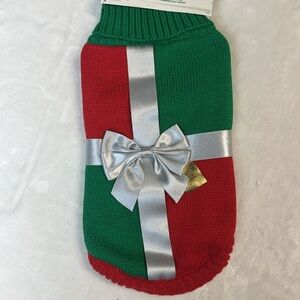Merry & Bright Christmas Ugly Sweater Dog Outfit Costume Pet Gift Bow